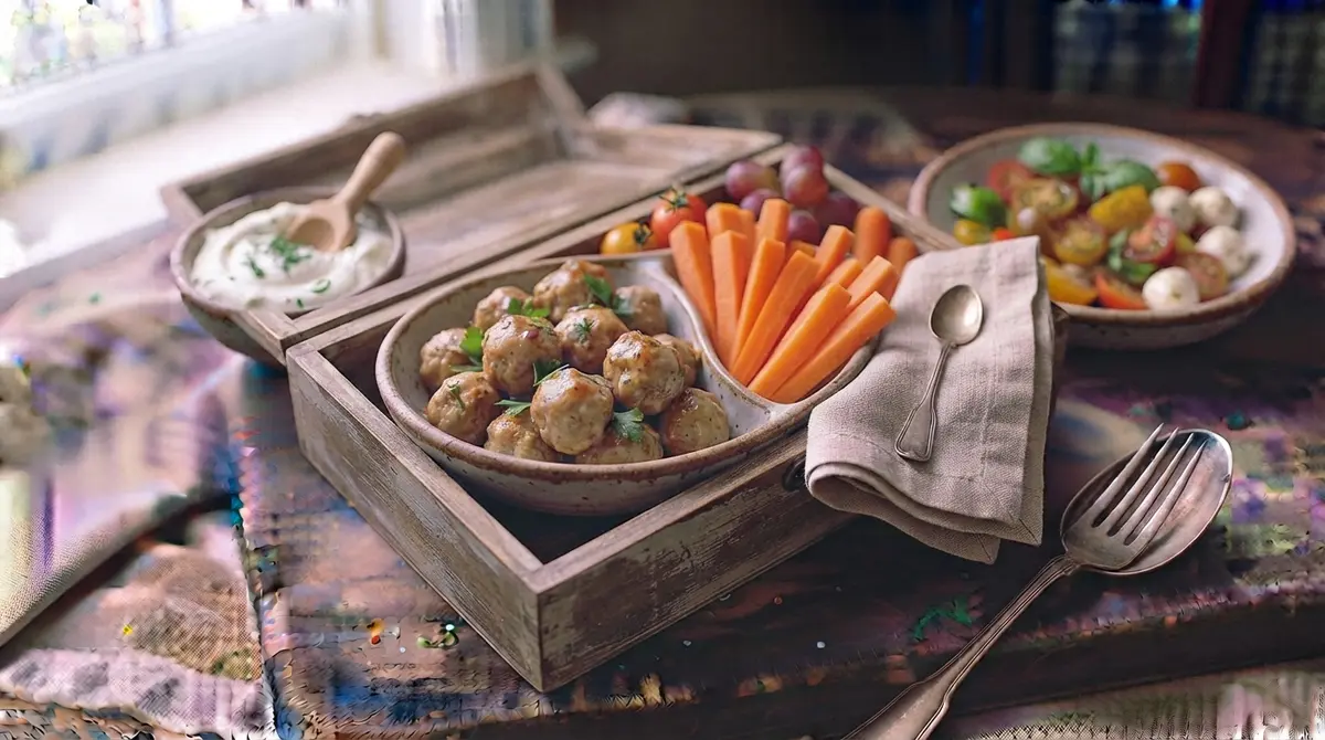 Savory Mini Turkey Meatballs with Crunchy Carrot Sticks